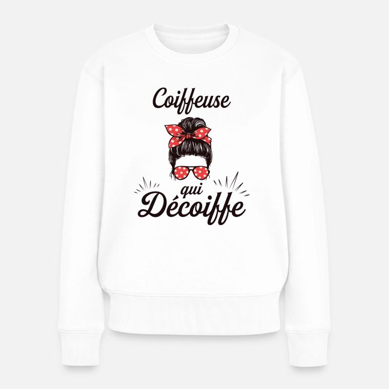 Chignon Métier Coiffeuse Géniale Super Coiffeuse - Pull Premium bio Femme - blanc