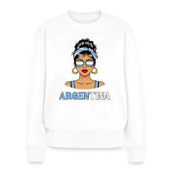 Drapeau Argentine Femme Argentine - Pull Premium bio Femme - blanc - Devant - Julia (174cm)