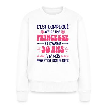 Femme Princesse Anniversaire 30 Ans - Pull Premium bio Femme - blanc - Devant - Julia (174cm)