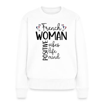 Fille Positive Femme Française - Pull Premium bio Femme - blanc - Devant - Julia (174cm)