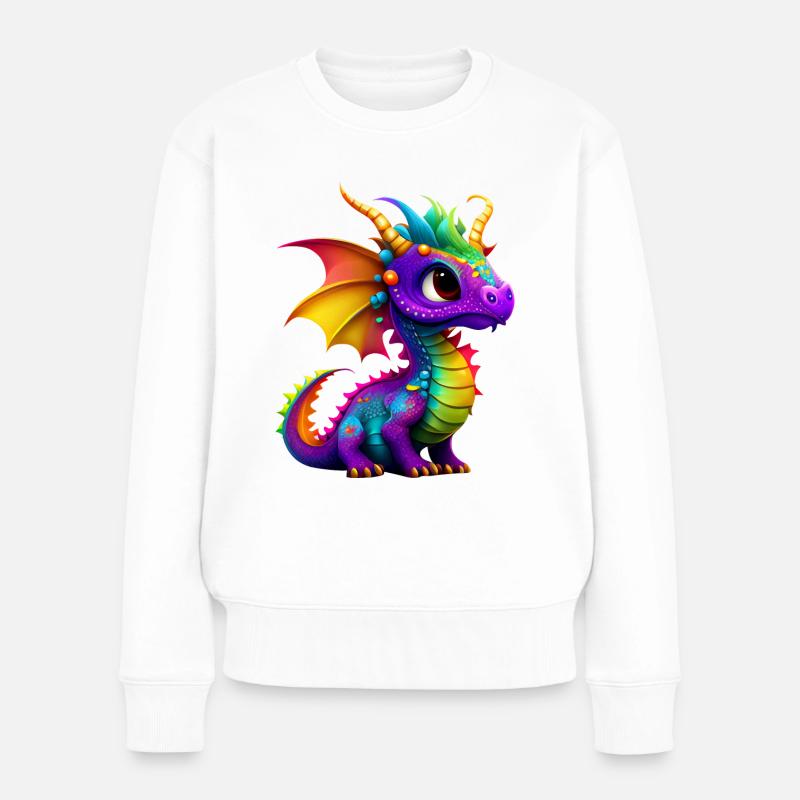 Süßer kleiner Drache - Frauen Premium Bio Pullover - Weiß