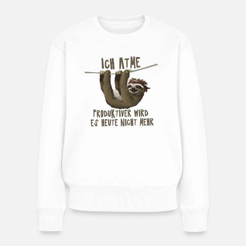 Ich atme - Produktiver wird es heute nicht mehr - Frauen Premium Bio Pullover - Weiß