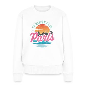 Je préfère être à Paris - Pull Premium bio Femme - blanc - Devant - Julia (174cm)