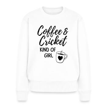 Café & cricket genre de fille. - Pull Premium bio Femme - blanc - Devant - Julia (174cm)
