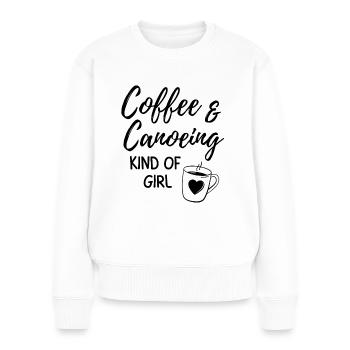 Café et canoë genre de fille. - Pull Premium bio Femme - blanc - Devant - Julia (174cm)