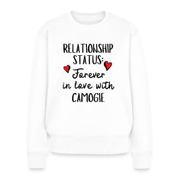 Beziehungsstatus: Für immer verliebt in Camogie - Frauen Premium Bio Pullover - Weiß - Vorne - Julia (174cm)