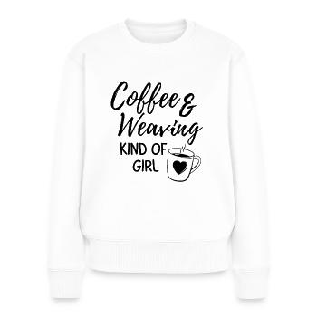 Kaffee- und Webmädchen. - Frauen Premium Bio Pullover - Weiß - Vorne - Julia (174cm)