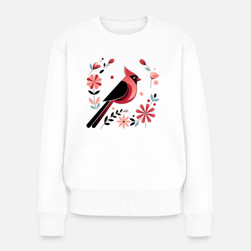 Cardinal et fleurs - Pull Premium bio Femme - blanc