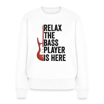 E-Bass Bass Bassist Bass-Gitarrist Geschenk - Frauen Premium Bio Pullover - Weiß - Vorne - Julia (174cm)