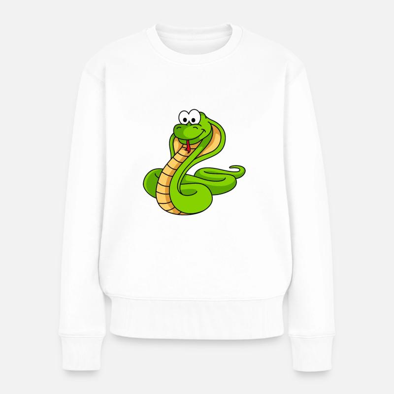 Schlange Kobra Comic Tier - Frauen Premium Bio Pullover - Weiß