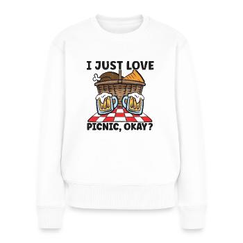 Picnic Lover Pique-Panier de nourriture Date de pique- - Pull Premium bio Femme - blanc - Devant - Julia (174cm)