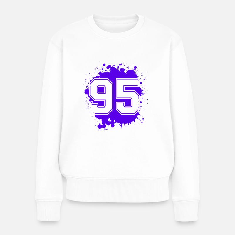 95 Zahl Klecks - Frauen Premium Bio Pullover - Weiß