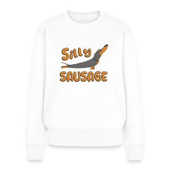 Dummer Wursthund - Frauen Premium Bio Pullover - Weiß - Vorne - Julia (174cm)