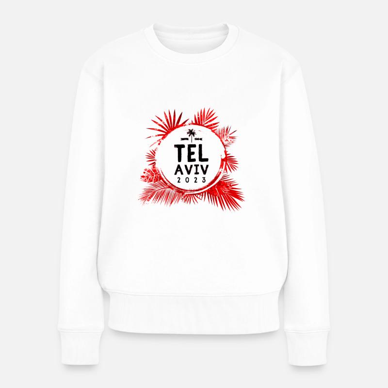 Tel Aviv 2023 Bunt - Frauen Premium Bio Pullover - Weiß