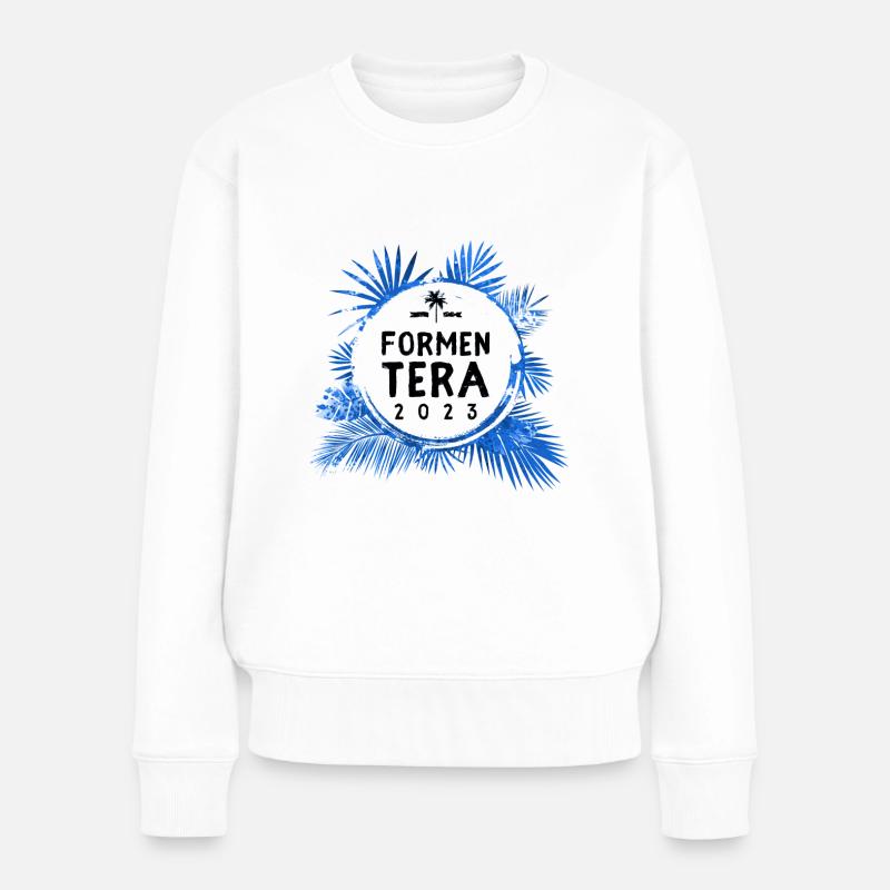 Formentera 2023 Bunt - Frauen Premium Bio Pullover - Weiß