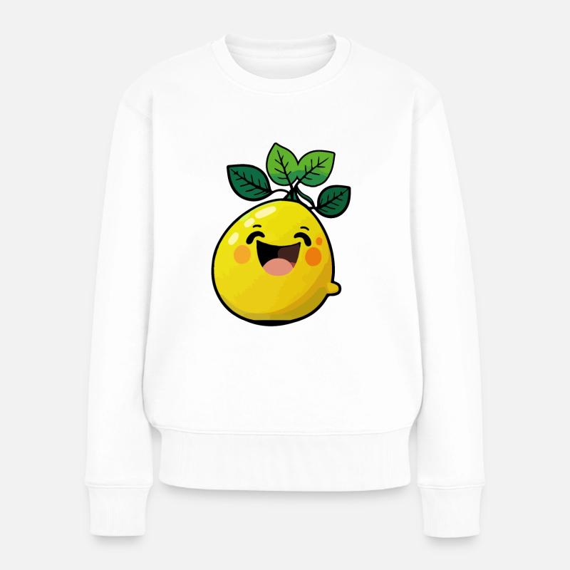 Zitrone Comic - Frauen Premium Bio Pullover - Weiß