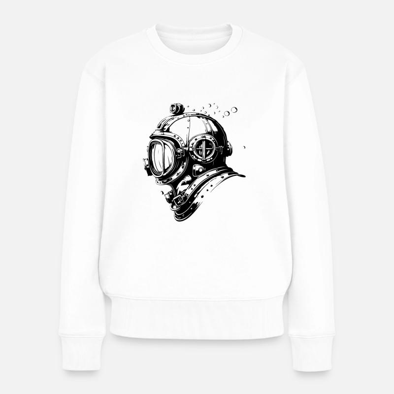 Casque de plongée Apnée de plongée vintage - Pull Premium bio Femme - blanc