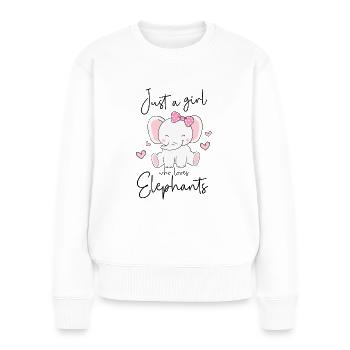 Juste une fille qui aime les éléphants - Pull Premium bio Femme - blanc - Devant - Julia (174cm)