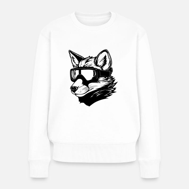 Fuchs Snowboard Ski Brille - Frauen Premium Bio Pullover - Weiß