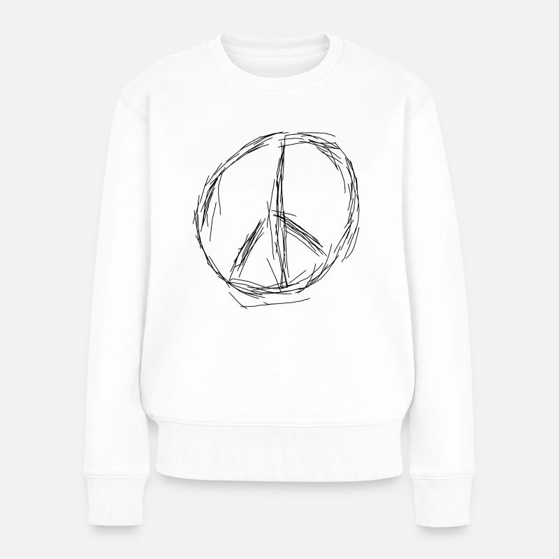 Peace Zeichen/Symbol - Frauen Premium Bio Pullover - Weiß