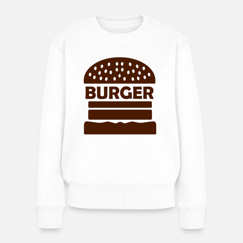 burger - Frauen Premium Bio Pullover - Weiß