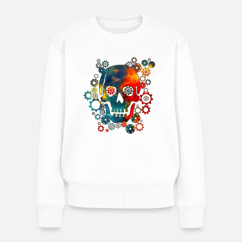 Skull, Space Pirate, Galaxy, Cosmos, Universe - Pull Premium bio Femme - blanc