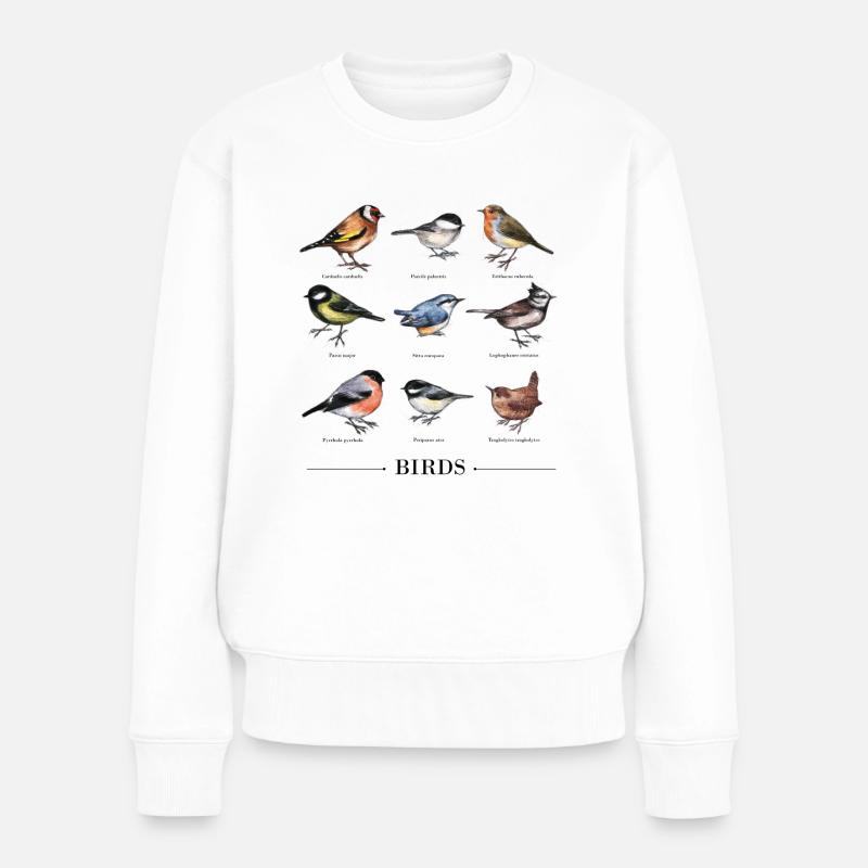 Vintage Birds - Frauen Premium Bio Pullover - Weiß