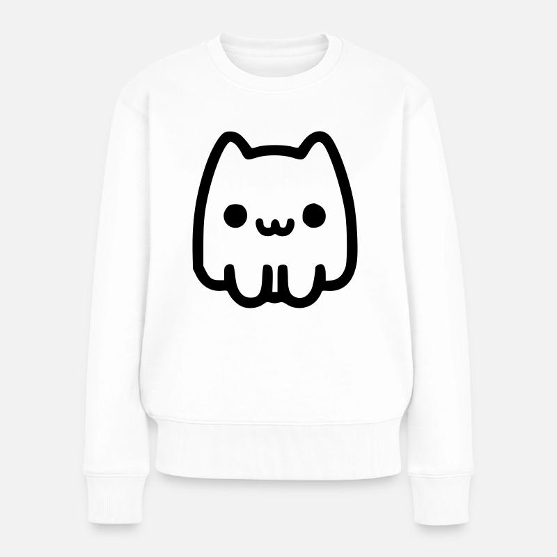 Chat fantome - Pull Premium bio Femme - blanc