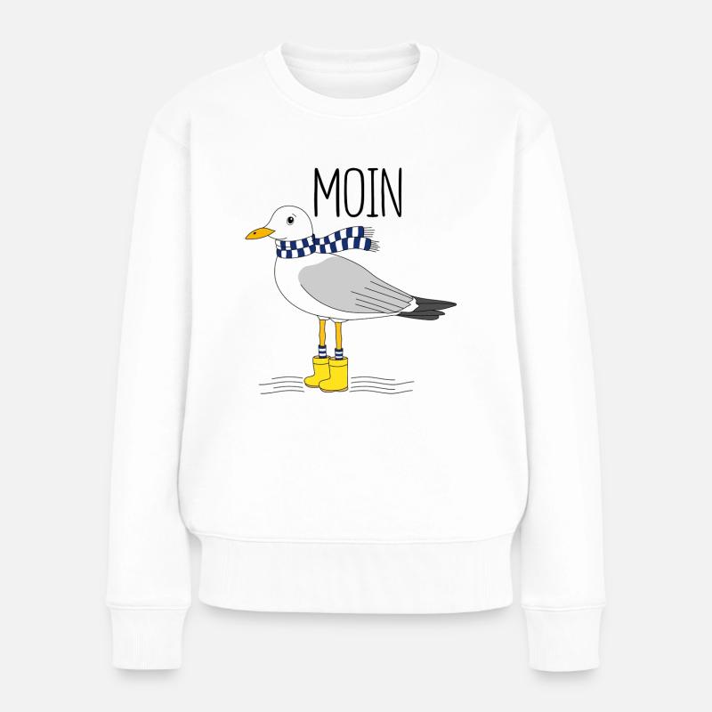 Möwe und das meer - Frauen Premium Bio Pullover - Weiß