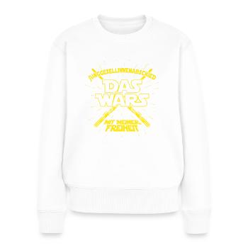 DAS WARS Braut Spruch JGA Junggesellinnenabschied - Frauen Premium Bio Pullover - Weiß - Vorne - Julia (174cm)