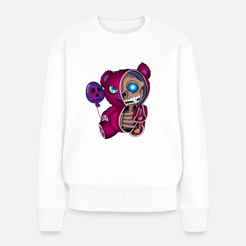 Skull Teddy bear Skelett Halloween Geschenkidee - Frauen Premium Bio Pullover - Weiß