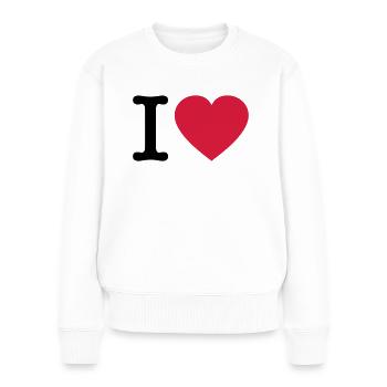 i love you eigener Text - Frauen Premium Bio Pullover - Weiß - Vorne - Julia (174cm)