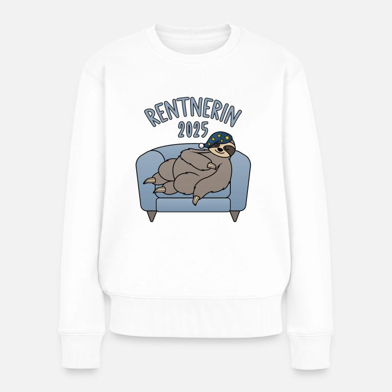 Faultier Couch - Rentnerin 2025 - Frauen Premium Bio Pullover - Weiß