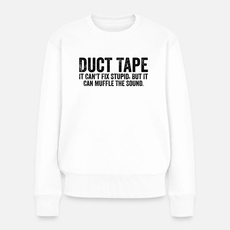 Klebeband, das es nicht reparieren kann, dumm - Frauen Premium Bio Pullover - Weiß