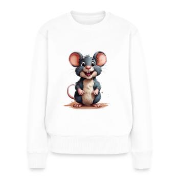 Maus oder Ratte - Frauen Premium Bio Pullover - Weiß - Vorne - Julia (174cm)