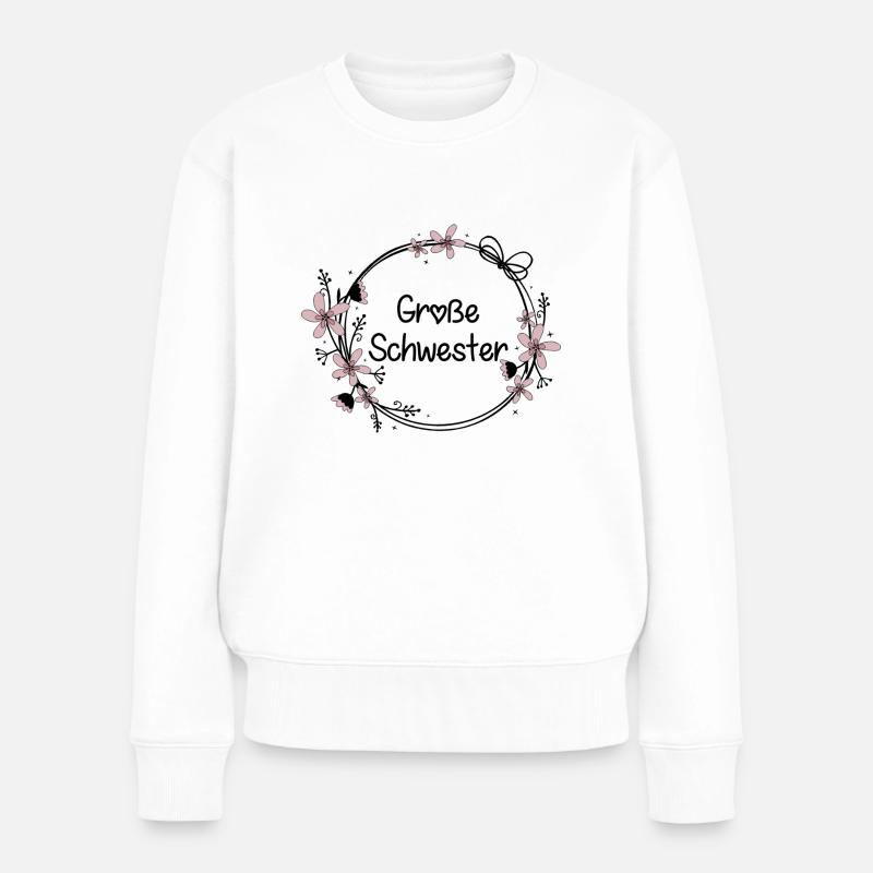 Große Schwester - Frauen Premium Bio Pullover - Weiß