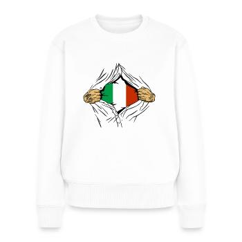 Italie Drapeau Vintage Drapeau Italien Occasion Look - Pull Premium bio Femme - blanc - Devant - Julia (174cm)