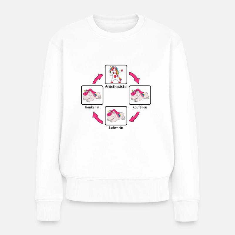 Anästhesistin Anästhesie Sprüche Einhorn Pink - Frauen Premium Bio Pullover - Weiß