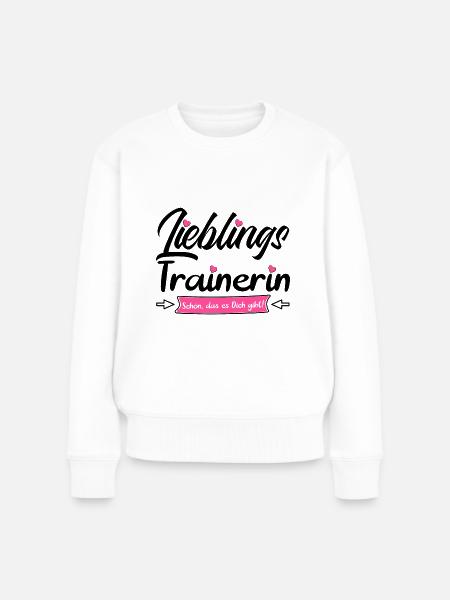 Dankeschön Danke sagen an Trainerin zum Abschied - Frauen Premium Bio Pullover - Weiß