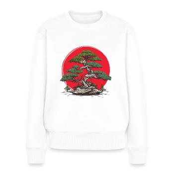 Bonsai Baum Rote Sonne - Frauen Premium Bio Pullover - Weiß - Vorne - Julia (174cm)