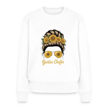 Garten Chefin Hobbygärtnerin Gärtnerei Sonnenblume - Frauen Premium Bio Pullover - Weiß - Vorne - Julia (174cm)