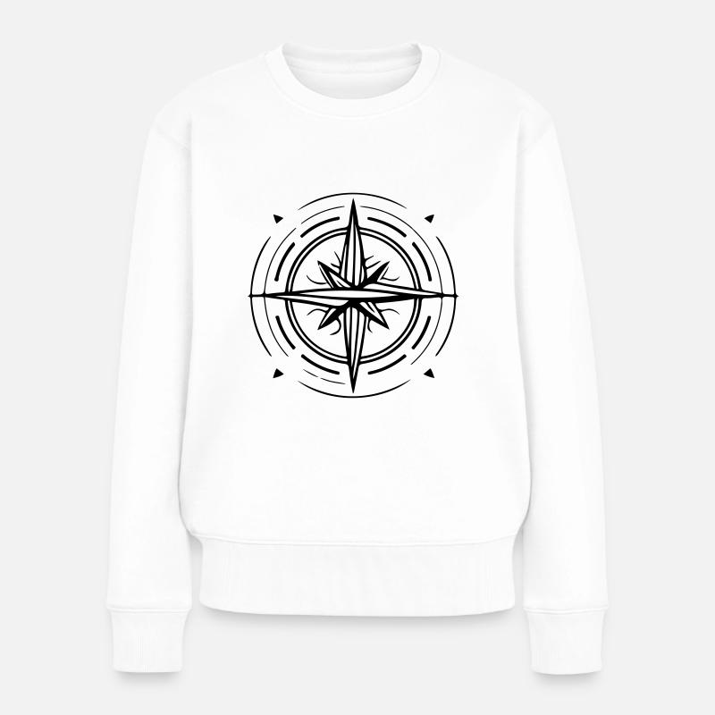 Kompass Symbol Travel - Frauen Premium Bio Pullover - Weiß