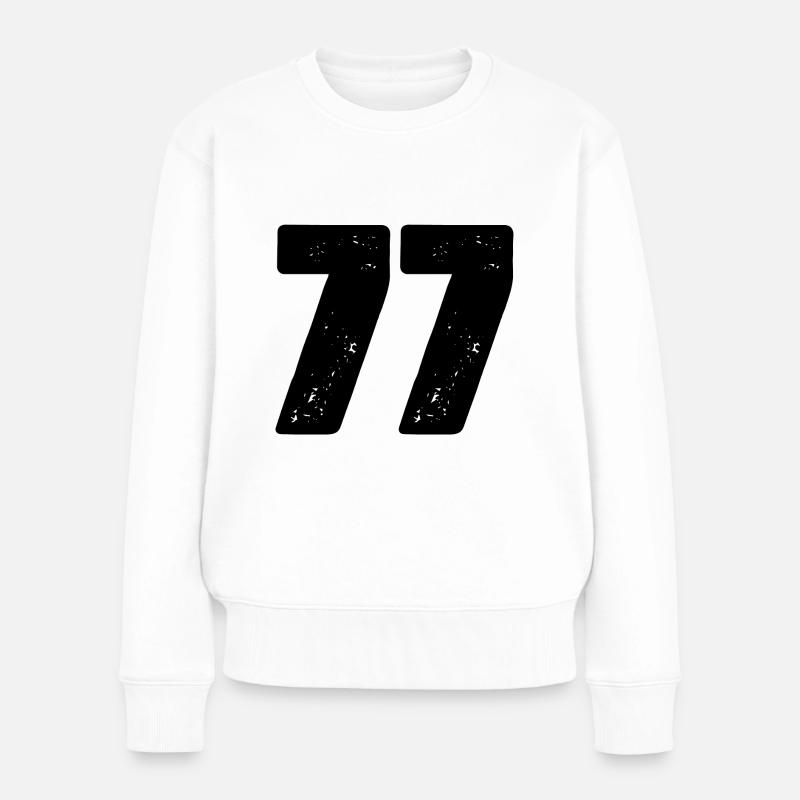 77 Zahl Trikot - Frauen Premium Bio Pullover - Weiß