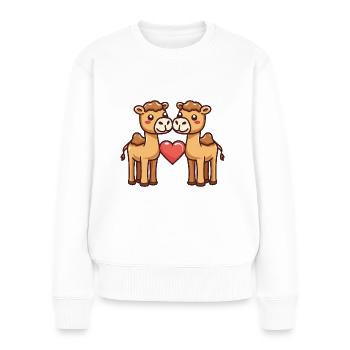 Couple De Chameaux Amoureux Animal Saint Valentin - Pull Premium bio Femme - blanc - Devant - Julia (174cm)