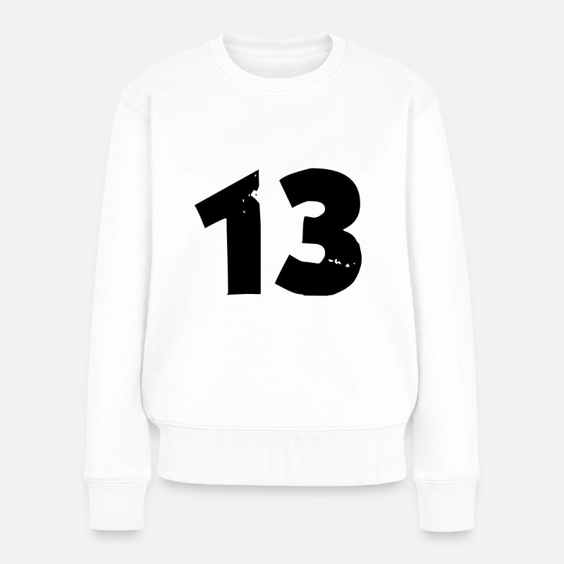 13 Zahl - Frauen Premium Bio Pullover - Weiß