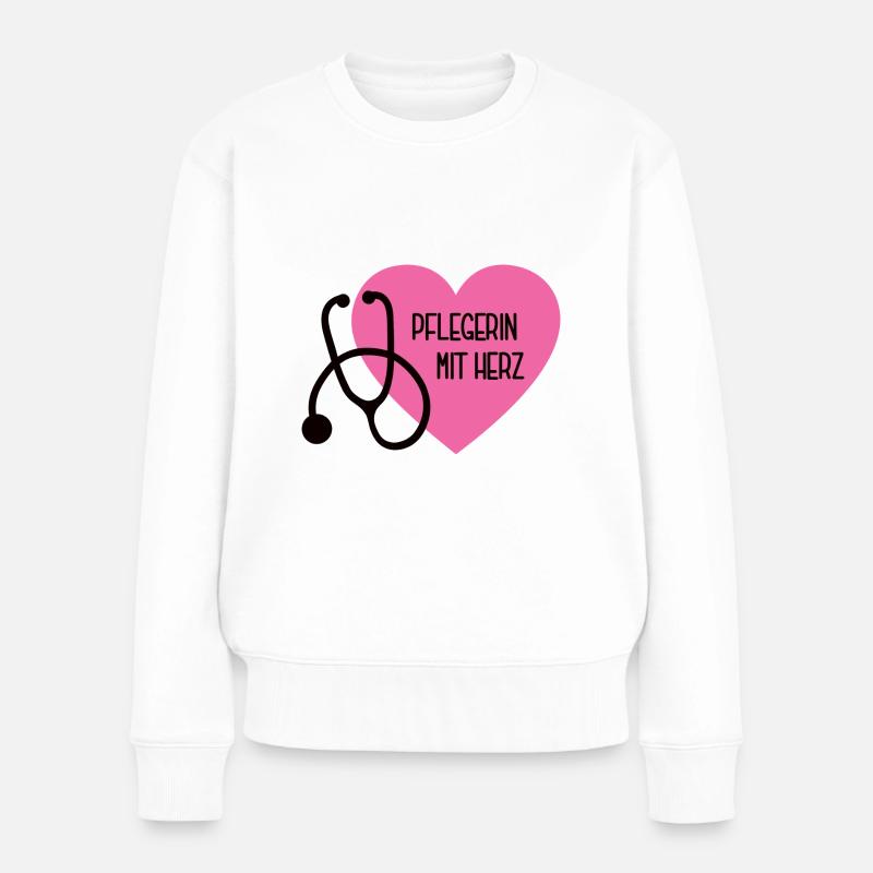 Pflegerin mit Herz beste Pflegerinnen Danke Herzen - Frauen Premium Bio Pullover - Weiß