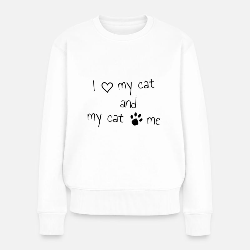 J’aime mon chat mon chat m’aime le lettrage - Pull Premium bio Femme - blanc