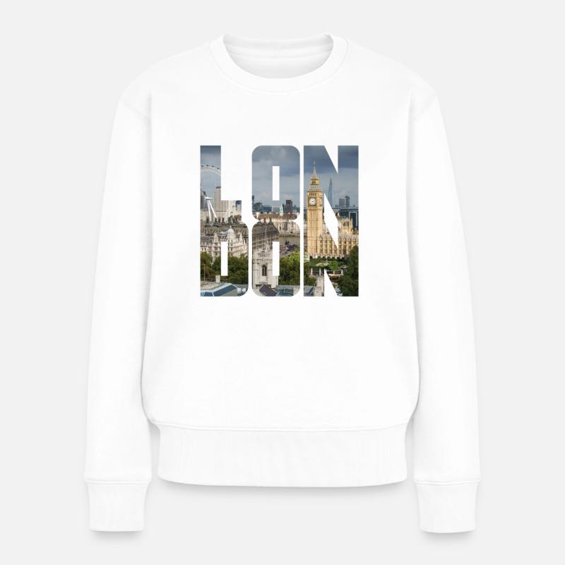 London England UK GB - Frauen Premium Bio Pullover - Weiß