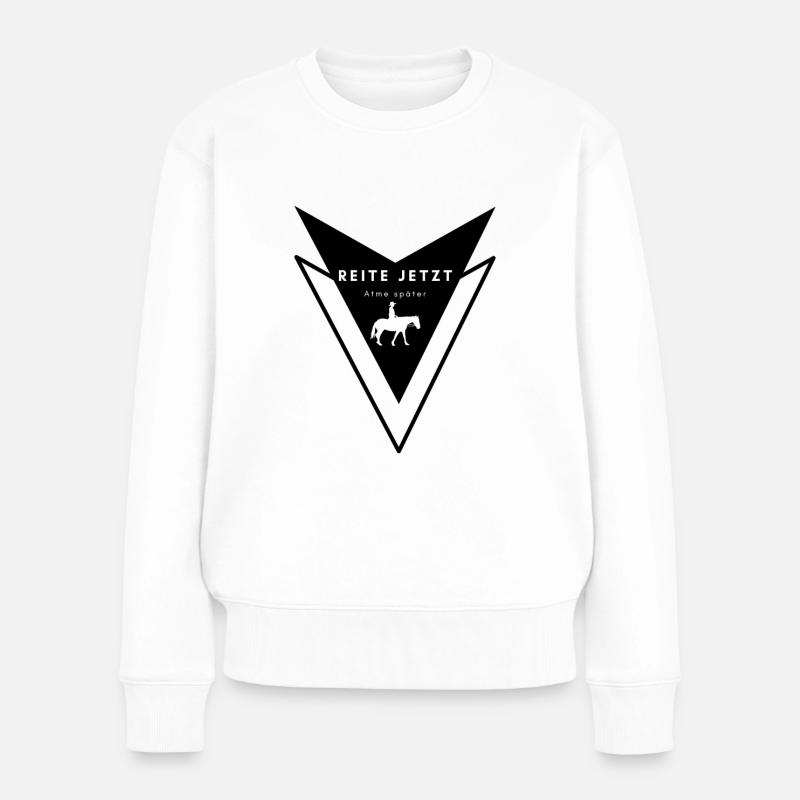 REITE JETZT - ATME SPÄTER - Nr. 3 WESTERN-REITEN - Frauen Premium Bio Pullover - Weiß