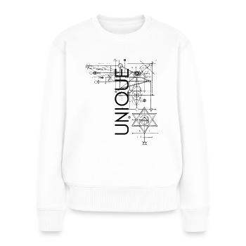 EINZIGARTIG three - Frauen Premium Bio Pullover - Weiß - Vorne - Julia (174cm)